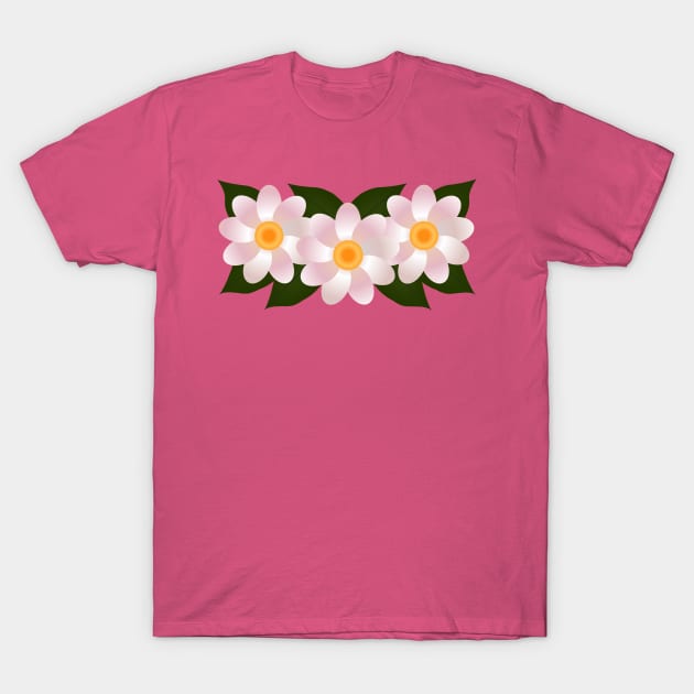 Three White Flowers T-Shirt by RawSunArt